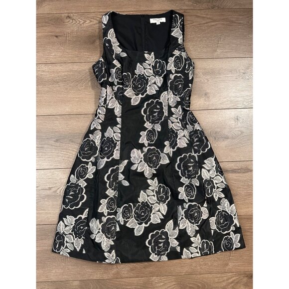 Prabal Gurung Dresse Black Silver Floral Jacquard Mini Dress 4 - Picture 2 of 14